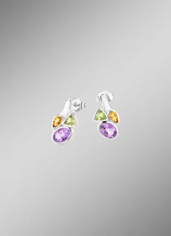 Best Ohrstecker mit echt Amethyst, echt Citrin und echt Peridot Damen Ohrschmuck