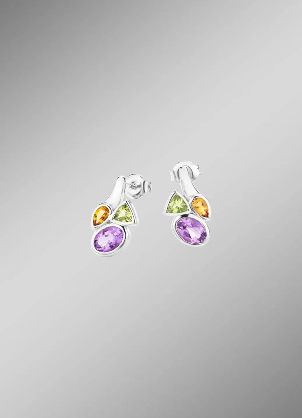 Best Ohrstecker mit echt Amethyst, echt Citrin und echt Peridot Damen Ohrschmuck