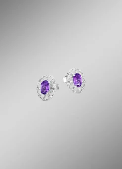 Damen Mona Ohrschmuck<Ohrstecker mit echt Amethyst und synth. Zirkonia