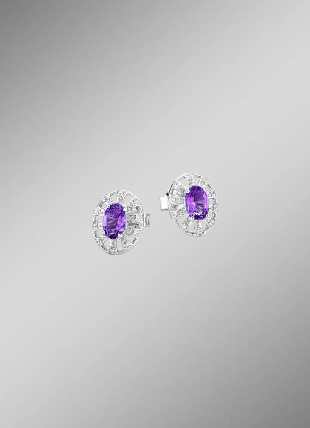 Damen Mona Ohrschmuck<Ohrstecker mit echt Amethyst und synth. Zirkonia