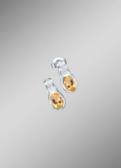 Ohrstecker mit echt Citrin und synth. Zirkonia Damen Ohrschmuck