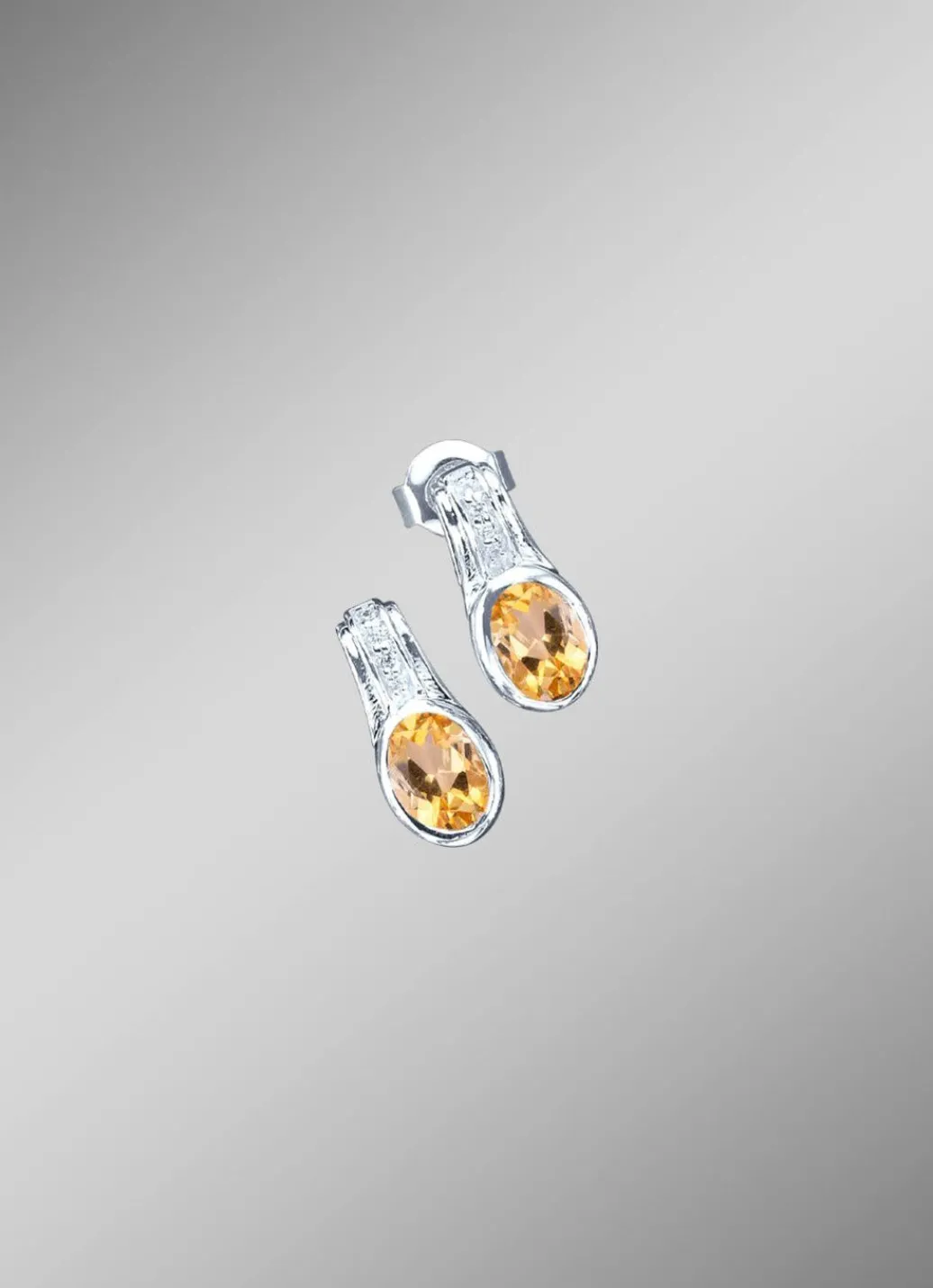 Ohrstecker mit echt Citrin und synth. Zirkonia Damen Ohrschmuck