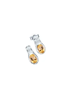 Ohrstecker mit echt Citrin und synth. Zirkonia Damen Ohrschmuck