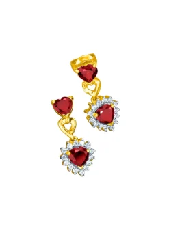 Online Ohrstecker mit echt Granat und echt Weißtopas Damen Ohrschmuck