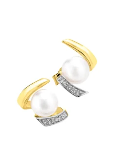 Sale Ohrstecker mit Süßwasser-Zuchtperlen und synth. Zirkonia Damen Ohrschmuck