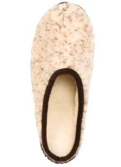 Discount Pantoffel aus gesprenkeltem Wollplüsch Damen Hausschuhe
