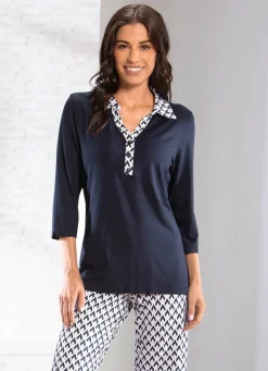 Damen Mona Kurzarm<Poloshirt in Knopfzierblende