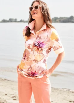 Damen Mona Kurzarm<Poloshirt mit Allover-Druck