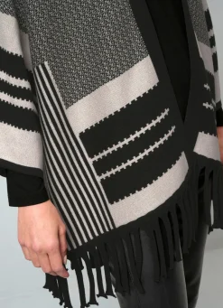 Clearance Poncho-Strickjacke in Jacquard-Dessin Damen Strickjacken