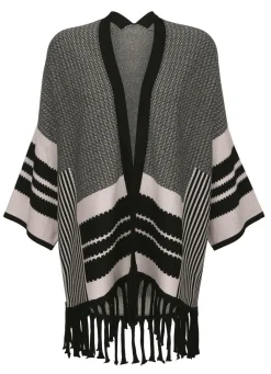 Clearance Poncho-Strickjacke in Jacquard-Dessin Damen Strickjacken