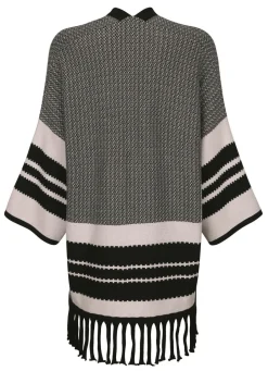 Clearance Poncho-Strickjacke in Jacquard-Dessin Damen Strickjacken