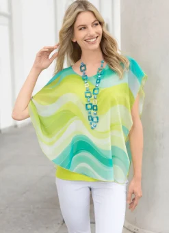 Damen Mona Tuniken<Poncho-Tunika aus Chiffon