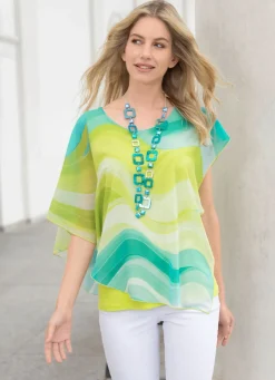 Damen Mona Tuniken<Poncho-Tunika aus Chiffon