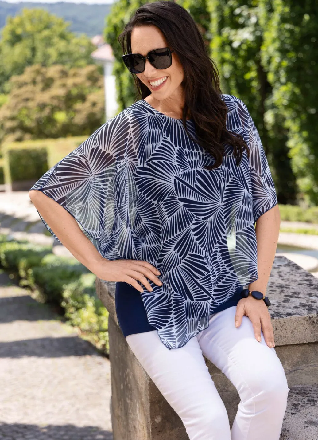 Damen Mona Tuniken<Poncho-Tunika mit eingearbeitetem Top