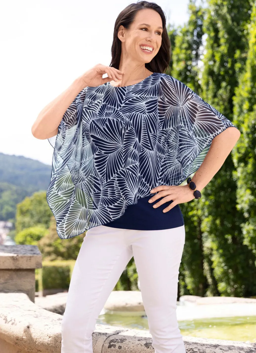 Damen Mona Tuniken<Poncho-Tunika mit eingearbeitetem Top