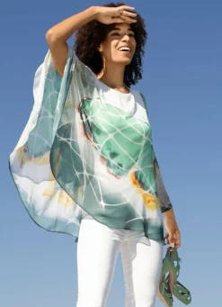 Damen Mona Tuniken<Poncho-Tunika mit eingearbeitetem Trägershirt