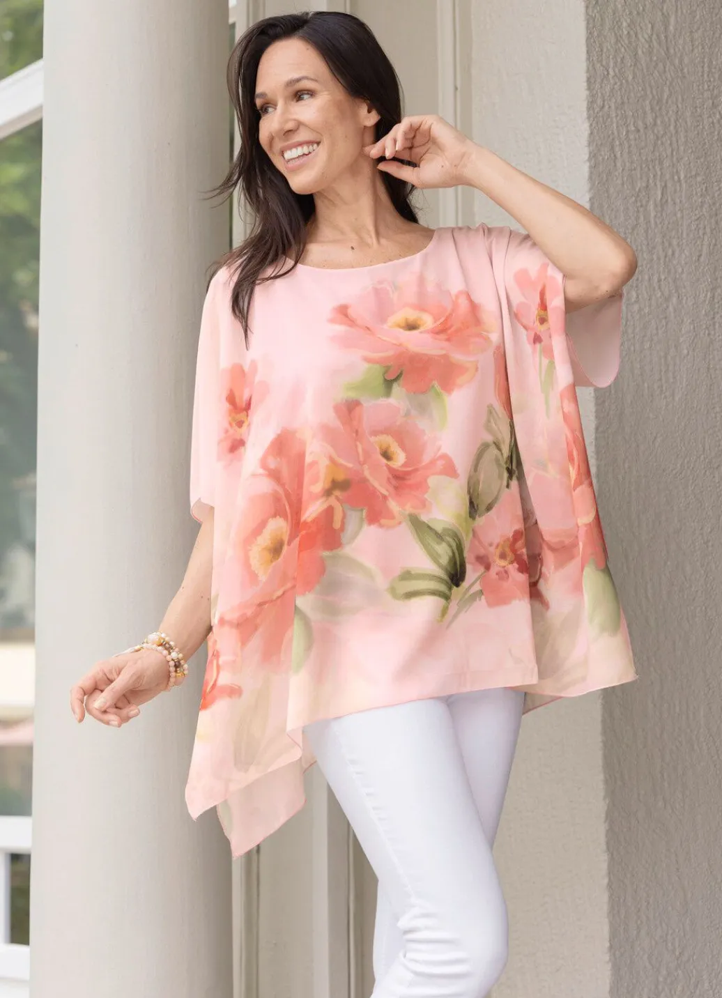 Damen Mona Tuniken<Poncho-Tunika mit eingearbeitetem Top