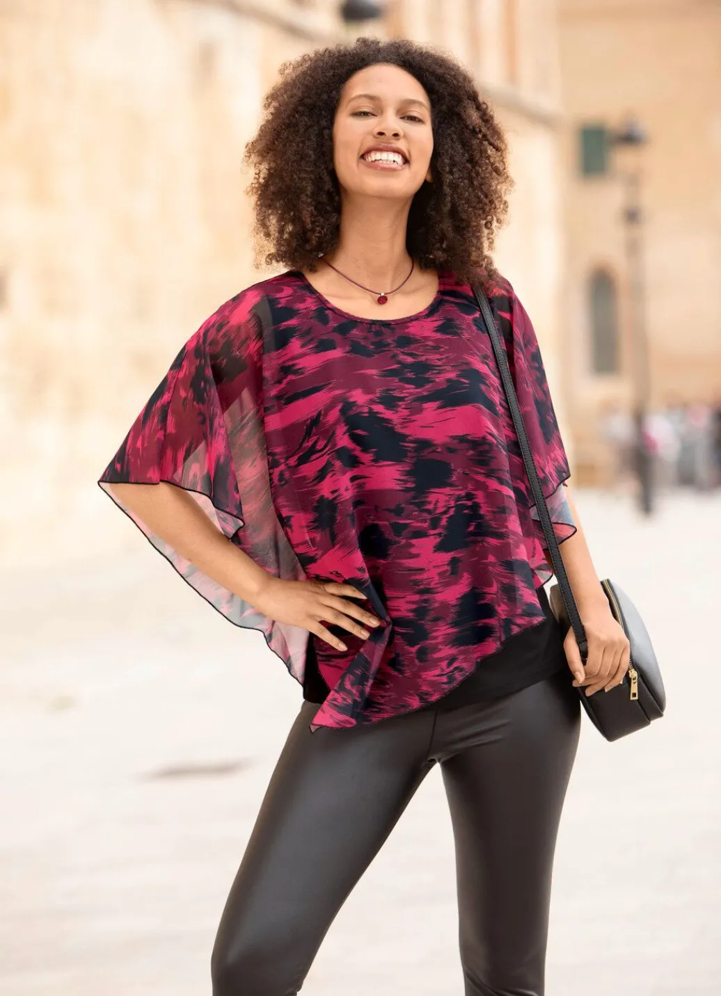 Damen Mona Tuniken<Poncho-Tunika mit eingearbeitetem Top