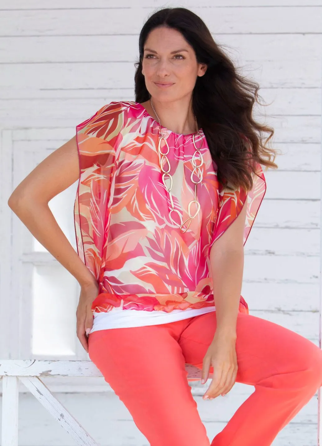 Damen Mona Tuniken<Poncho-Tunika mit eingearbeitetem Top