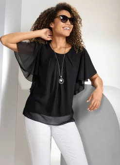 Damen Mona Tuniken|Basics<Poncho-Tunika mit Fledermausärmeln