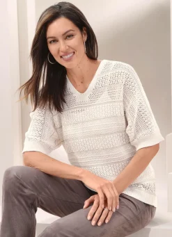 Damen Mona Basics|Pullover<Pulli mit Glitzerakzenten
