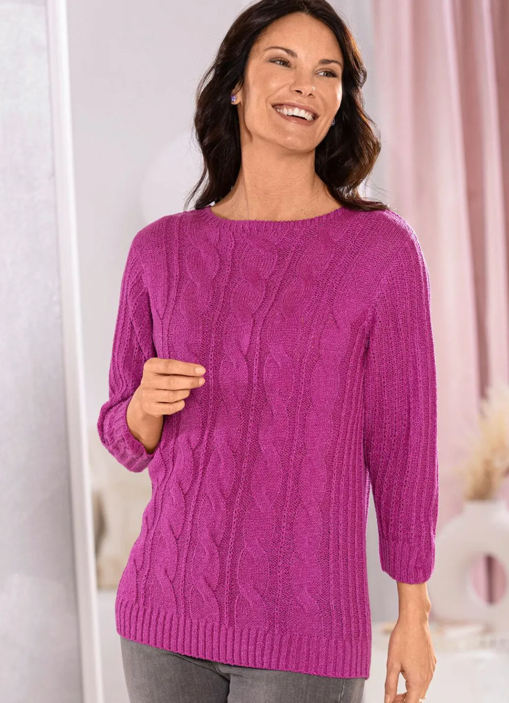 Damen Mona Basics|Pullover<Pullover aus Friségarn