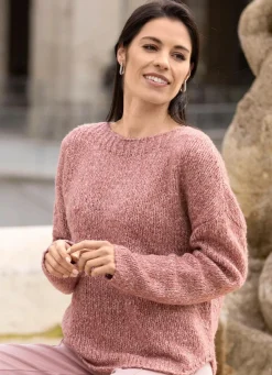 Damen Mona Basics|Pullover<Pullover aus Melangegarn