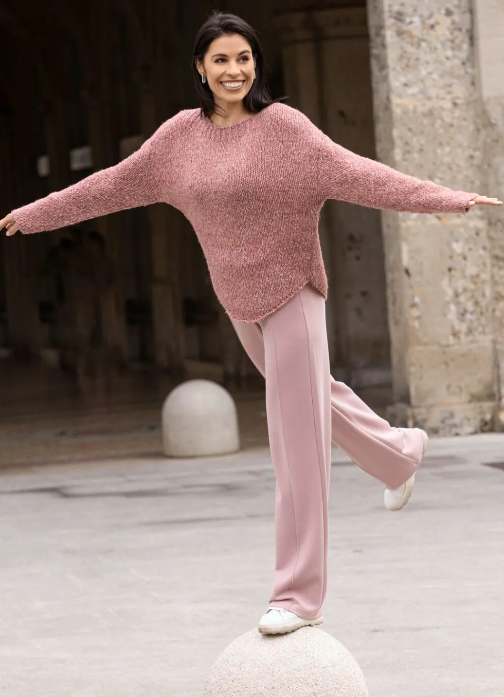 Damen Mona Basics|Pullover<Pullover aus Melangegarn