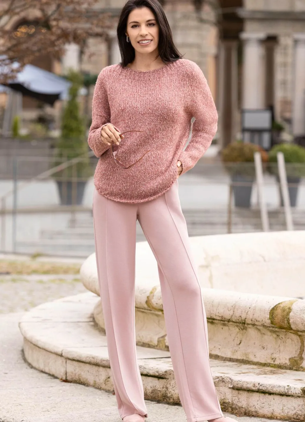Damen Mona Basics|Pullover<Pullover aus Melangegarn