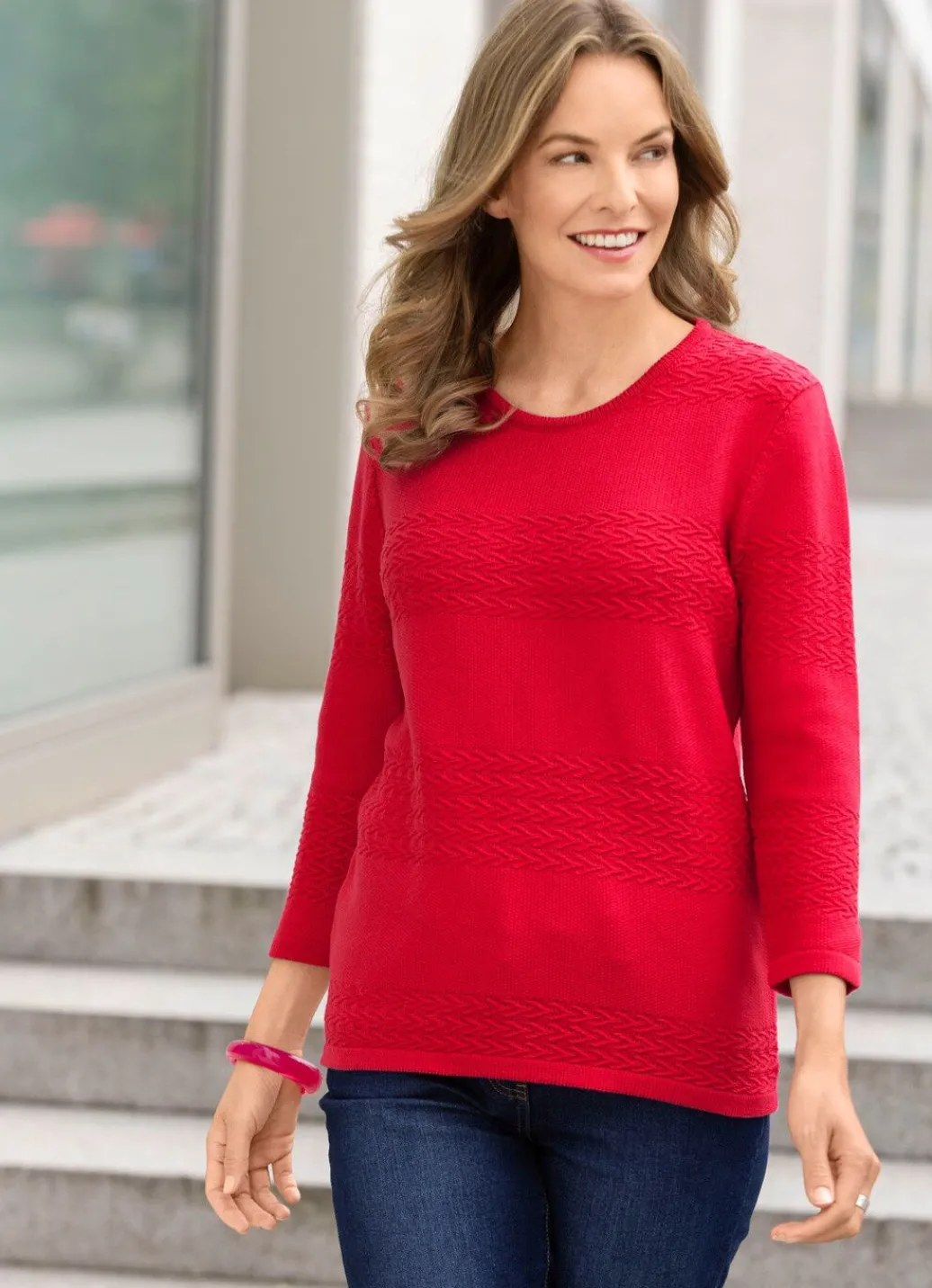 Damen Mona Basics|Pullover<Pullover in dekorativem Mustermix