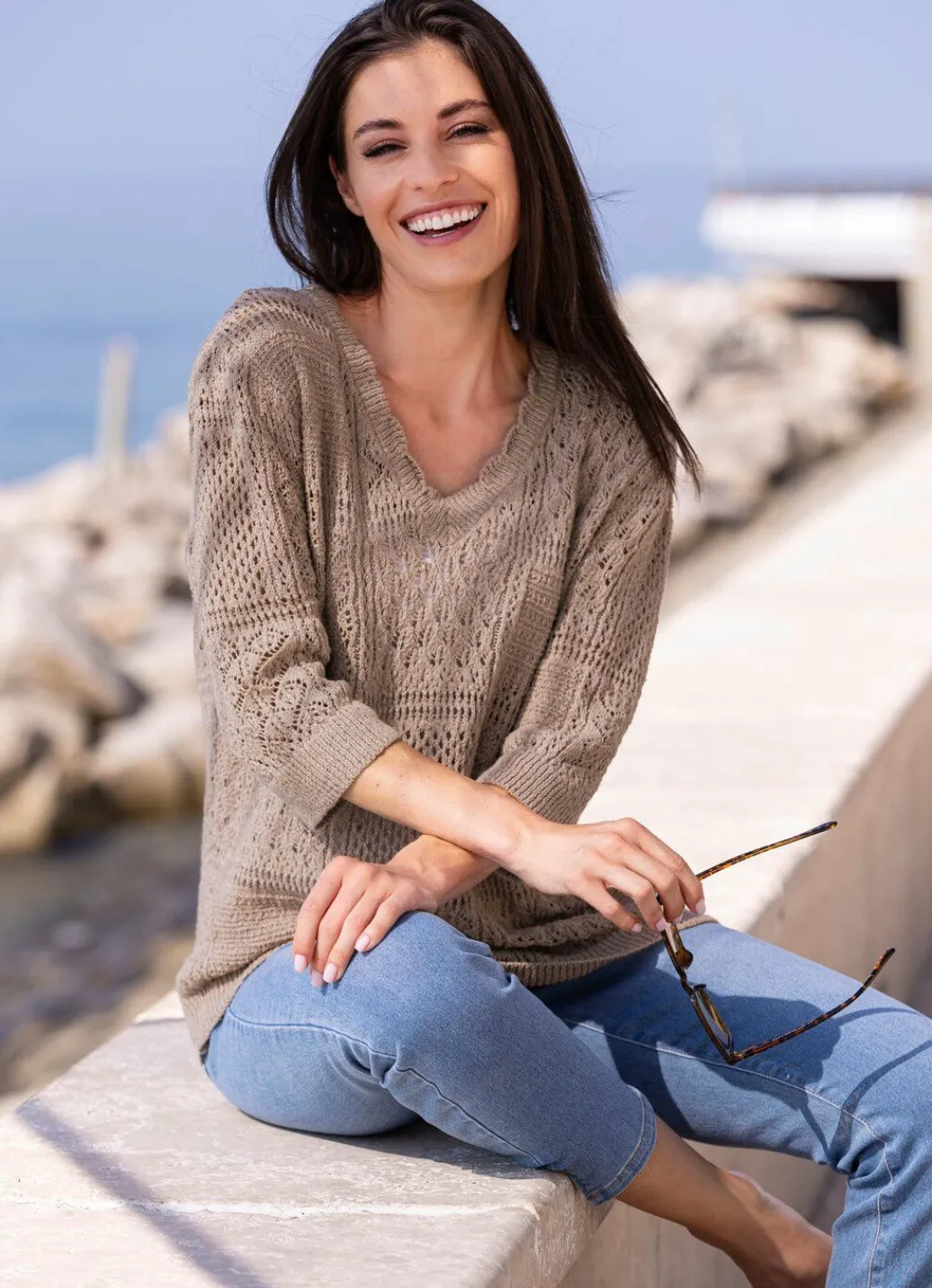 Damen Mona Basics|Pullover<Pullover in Feinbouclé