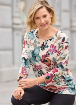 Damen Mona Pullover|Abendmode<Pullover in Feinstrick mit Floraldessin