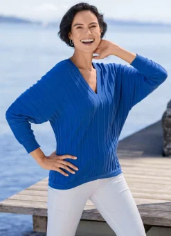 Damen Mona Basics|Pullover<Pullover in Fledermausform