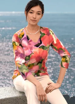Damen Mona Abendmode|Pullover<Pullover in floralem Feinstrick