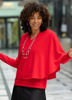 Damen Mona Basics|Abendmode<Pullover in 2-Lagen-Look