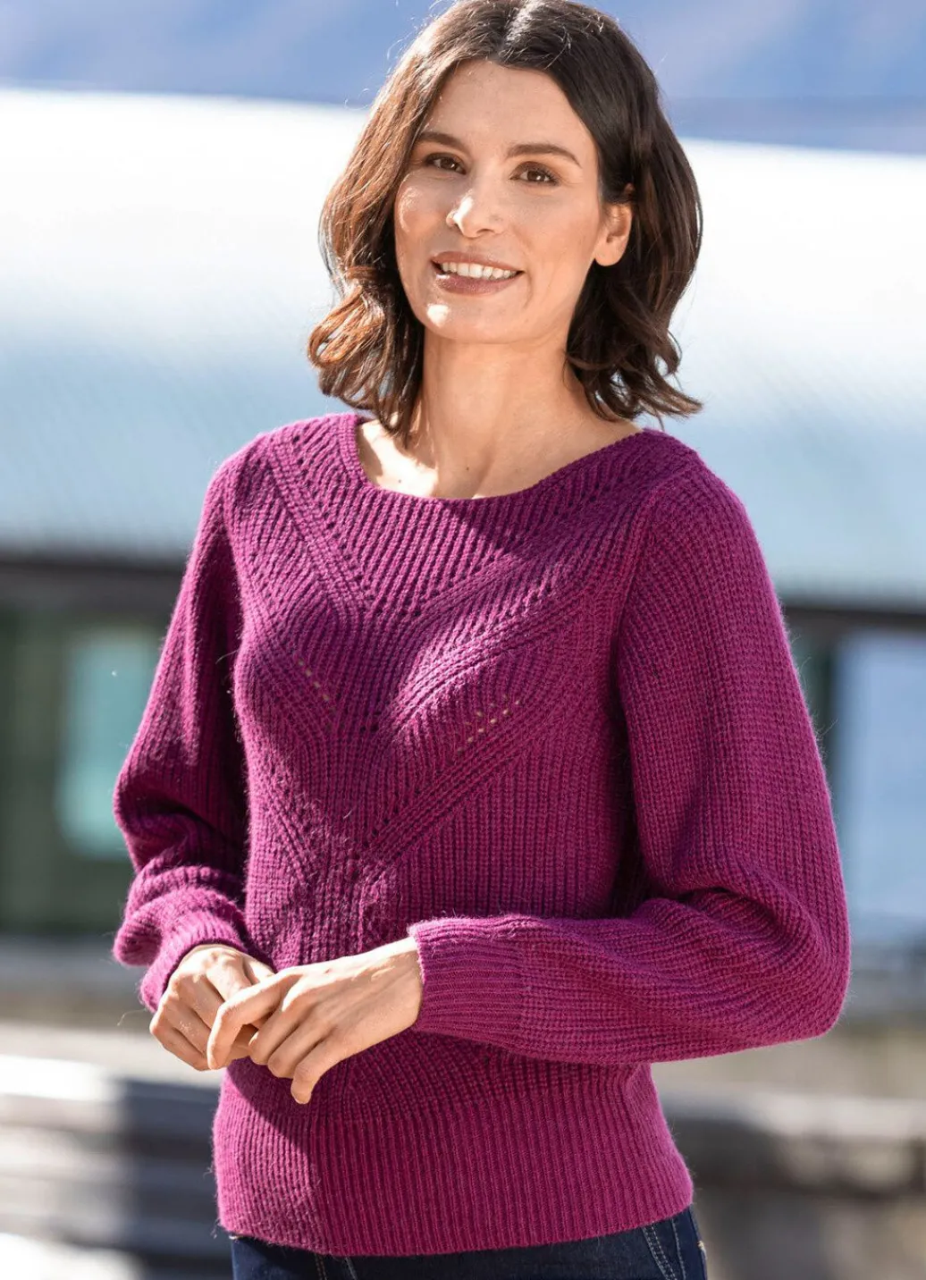 Damen Mona Pullover|Basics<Pullover in Perlfang