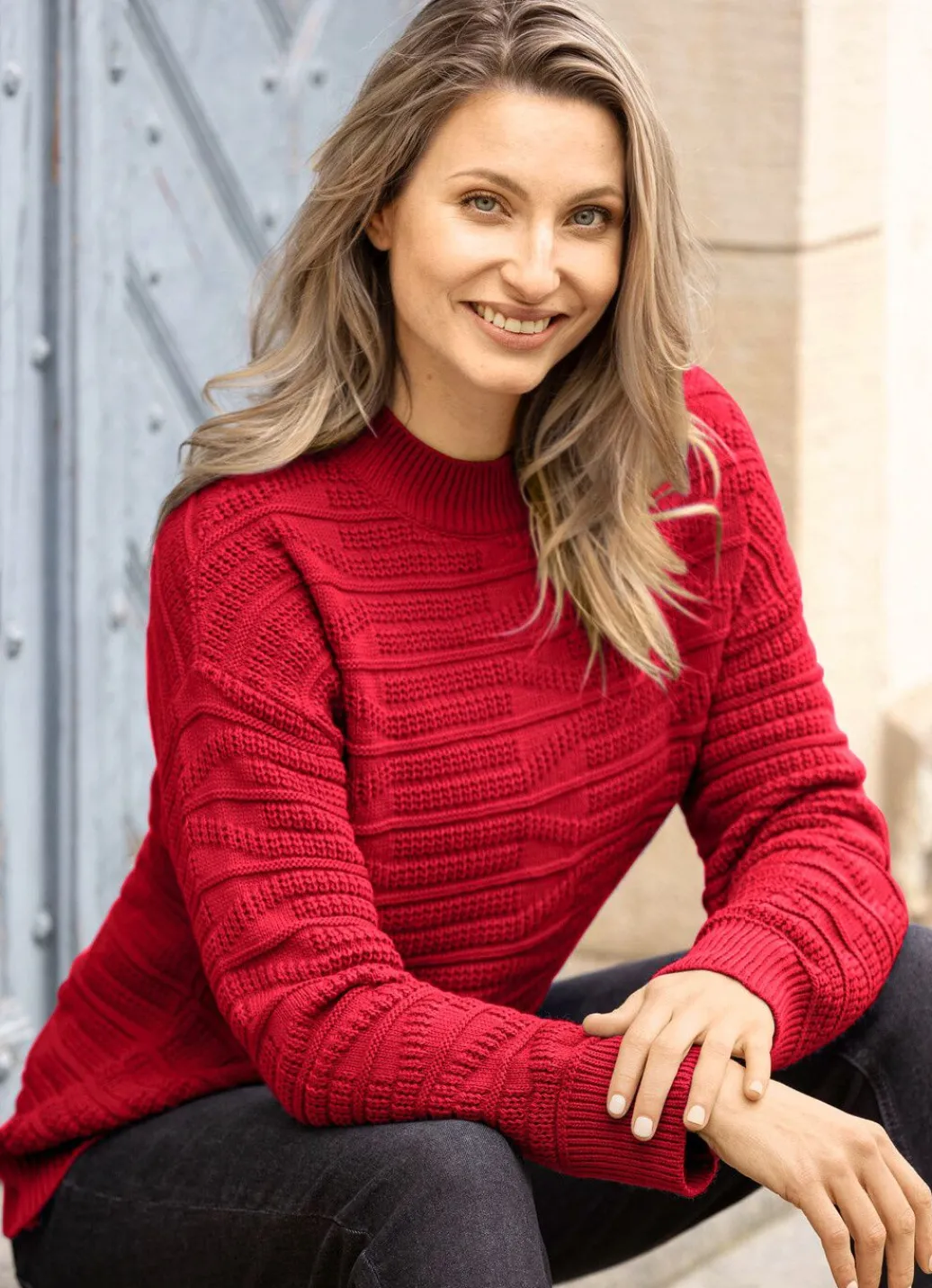 Damen Mona Pullover|Basics<Pullover in Strukturmix