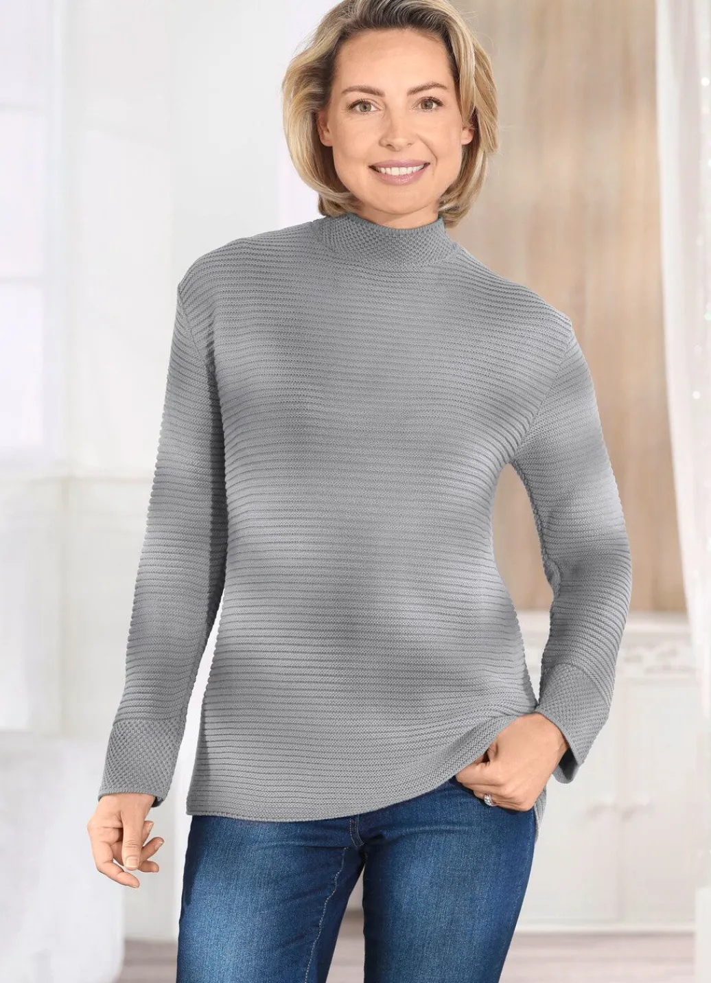 Damen Mona Basics|Pullover<Pullover in Strukturmix