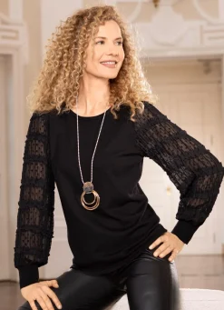 Damen Mona Abendmode|Pullover<Pullover mit Chiffon-Ärmeln