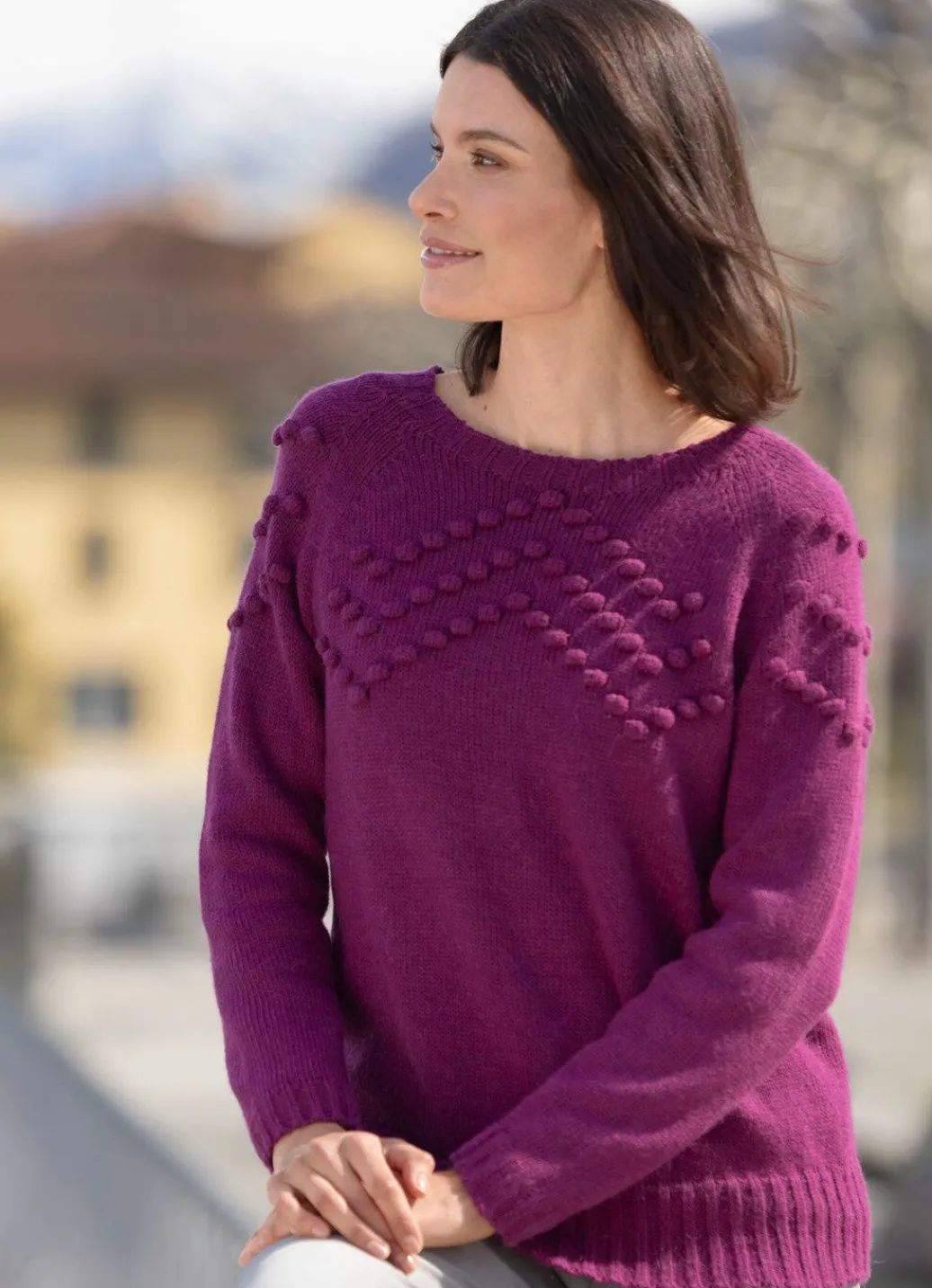 Damen Mona Pullover|Basics<Pullover mit Cloqué-Dessin