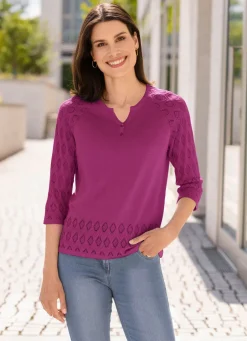 Damen Mona Basics|Pullover<Pullover mit dekorativem Halsausschnitt