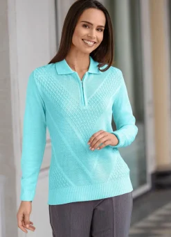 Damen Mona Basics|Pullover<Pullover mit dezentem Glanz