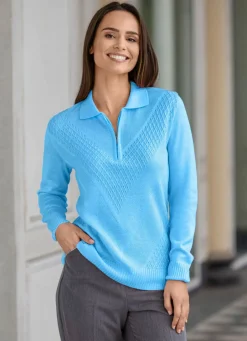 Damen Mona Basics|Pullover<Pullover mit dezentem Glanz