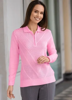 Damen Mona Basics|Pullover<Pullover mit dezentem Glanz
