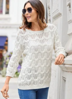 Damen Mona Pullover|Basics<Pullover mit dezentem Paillettengarn