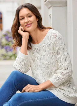 Damen Mona Pullover|Basics<Pullover mit dezentem Paillettengarn