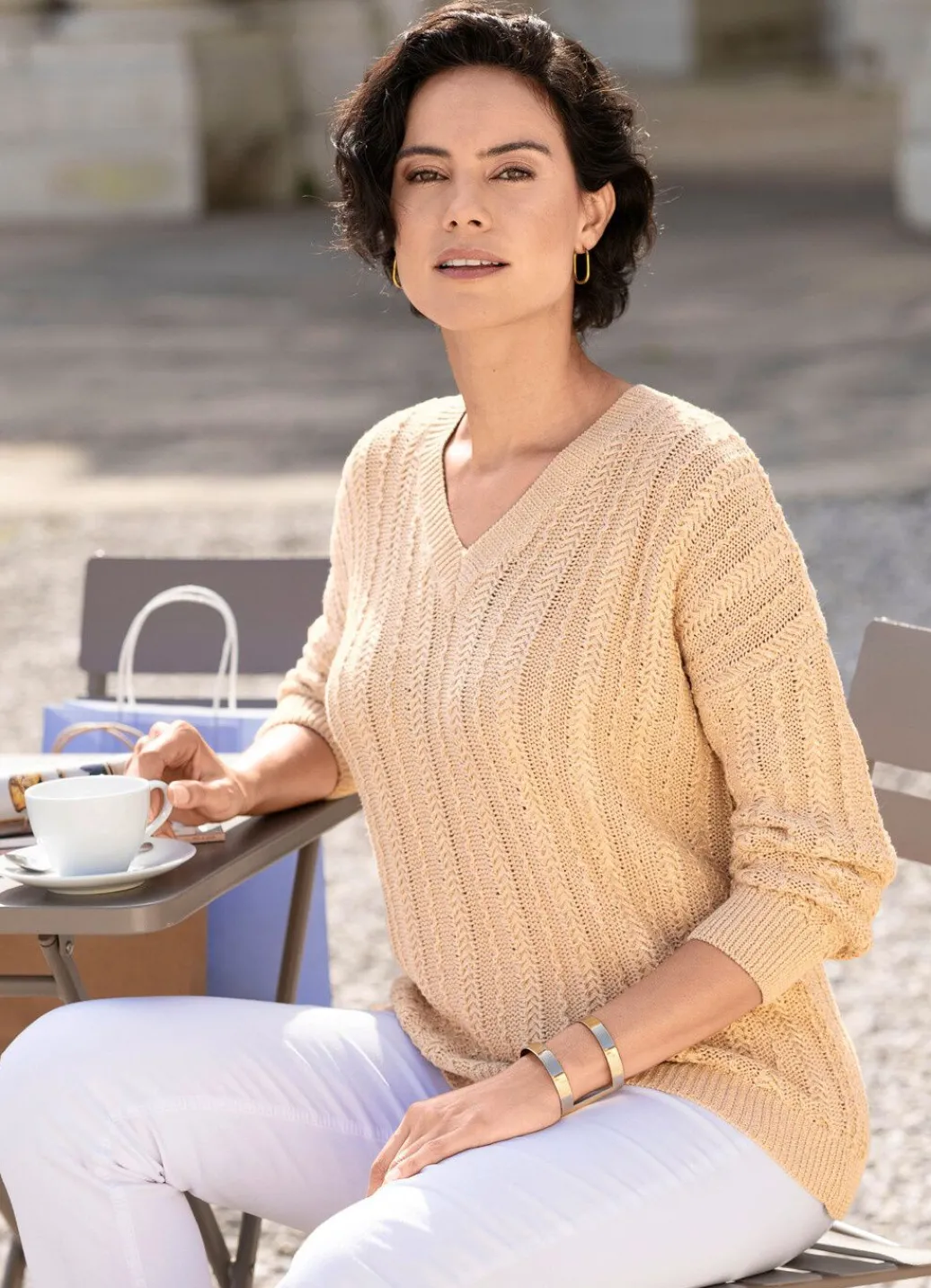 Damen Mona Basics|Pullover<Pullover mit edlen Glitzerakzenten