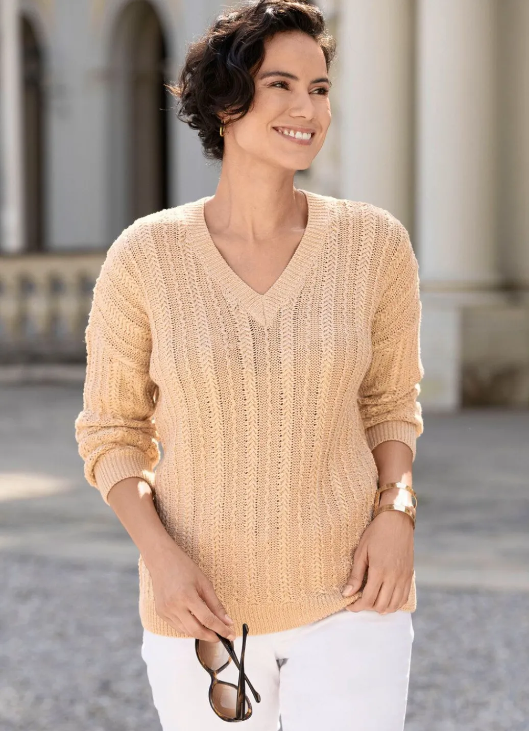 Damen Mona Basics|Pullover<Pullover mit edlen Glitzerakzenten