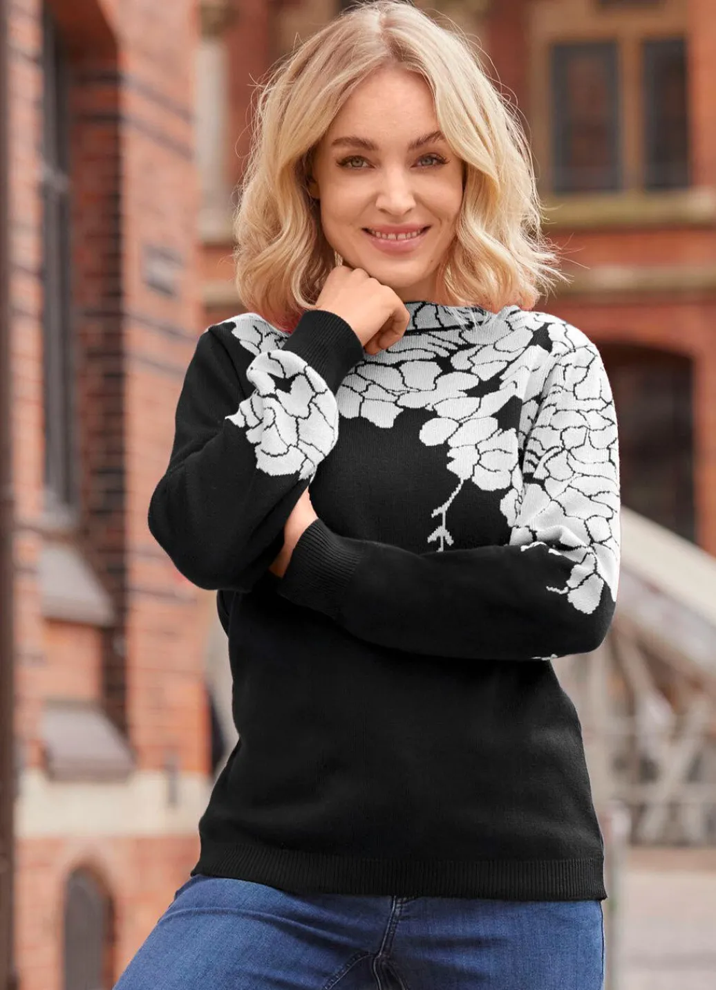 Damen Mona Pullover<Pullover mit floralen Jacquardakzenten
