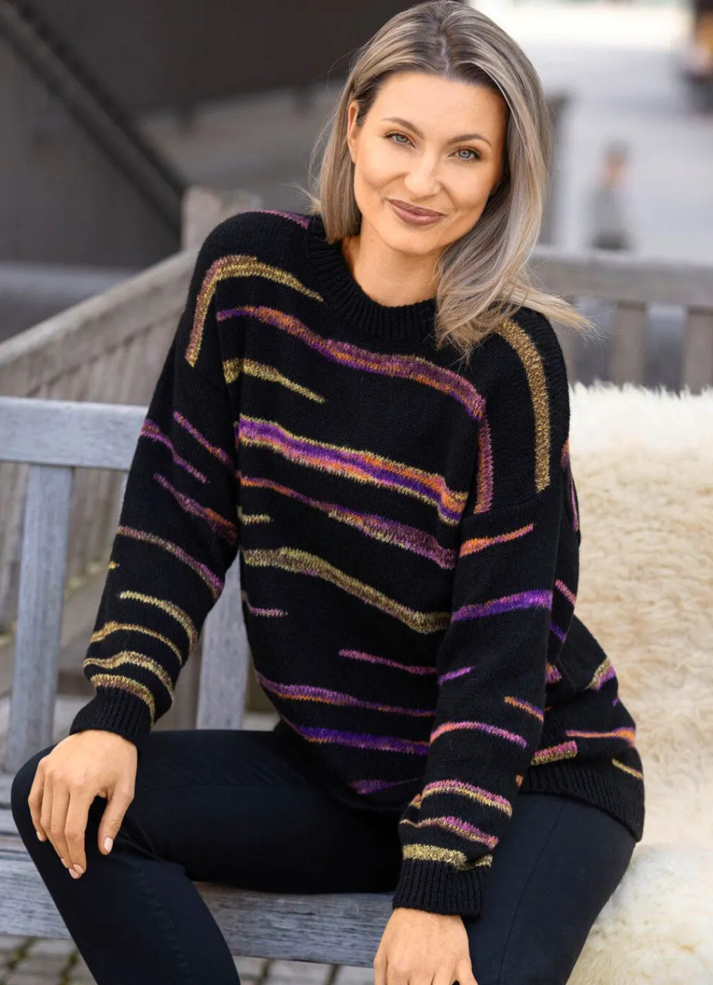 Damen Mona Pullover<Pullover mit Intarsienstreifen